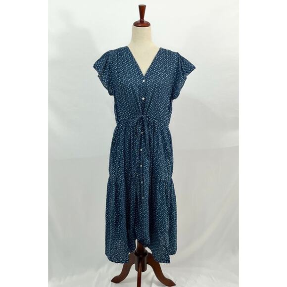 TROVATA Birds of Paradis Sz S Small Kristi Shirt Dress Blue Floral Seaview Ditsy - Picture 9 of 10